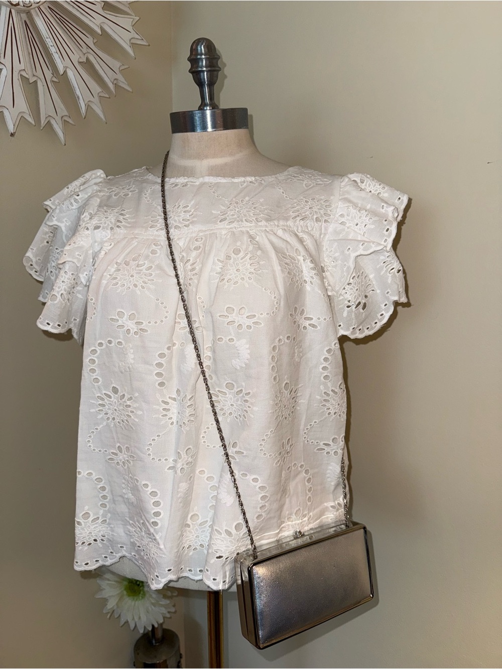 Valerie Stevens Vintage Metallic Silver Mini Crossbody Bag